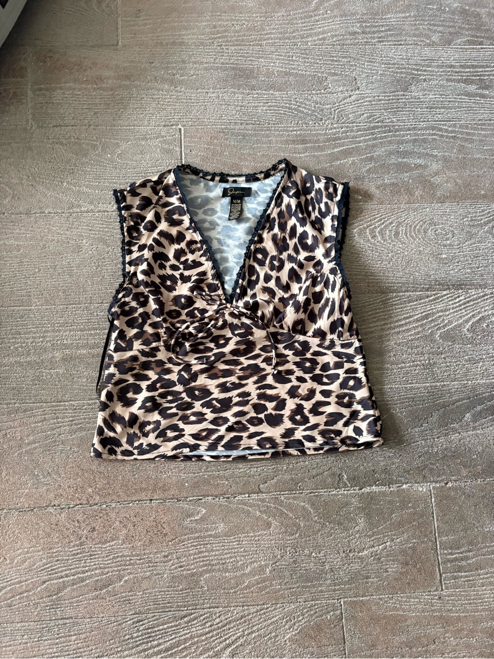 Y2K Leopard Print V-Neck Sleeveless Top